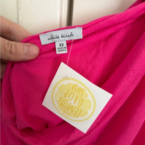 white birch One-Shoulder Fuchsia Peplum Blouse - Picture 2 of 6